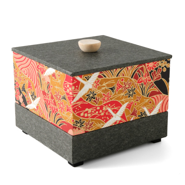 Chiyogami-Box "Kraniche über Landschaft" (3-teilig)