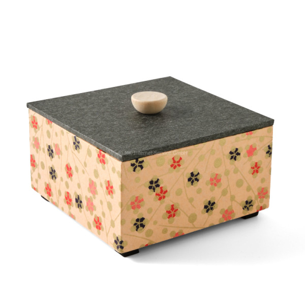 Chiyogami-Box "Pflaumenblüten auf Apricot"  - Aufbewahrungsbox, Schmuckbox, Geschenkbox