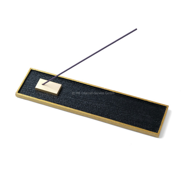 Räucherstäbchenhalter "Eiche schwarz/gold" mit Messinghalter