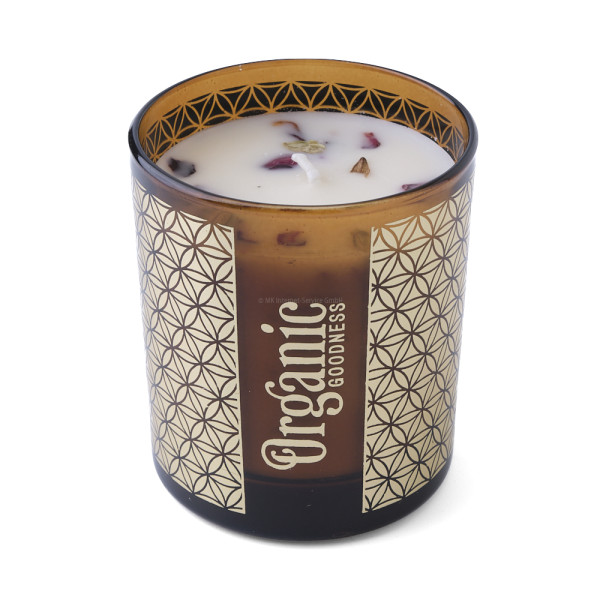 Organic Goodness Sojawachskerze Rose und Geranie im Glas