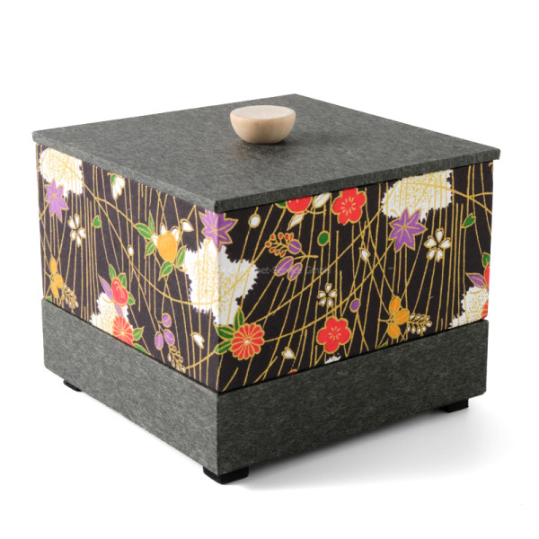 Chiyogami-Box "Blüten und Blätter" - Aufbewahrungsbox, Schmucktbox, Geschenkbox