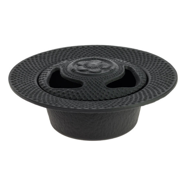 Japanisches Iwachu Räuchergefäß mit Deckel "Sakura" aus Gusseisen, schwarz