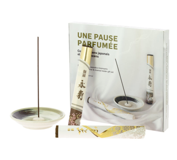 Geschenkset "Duftpause" - Japanische Räucherstäbchen & Räucherstäbchenhalter