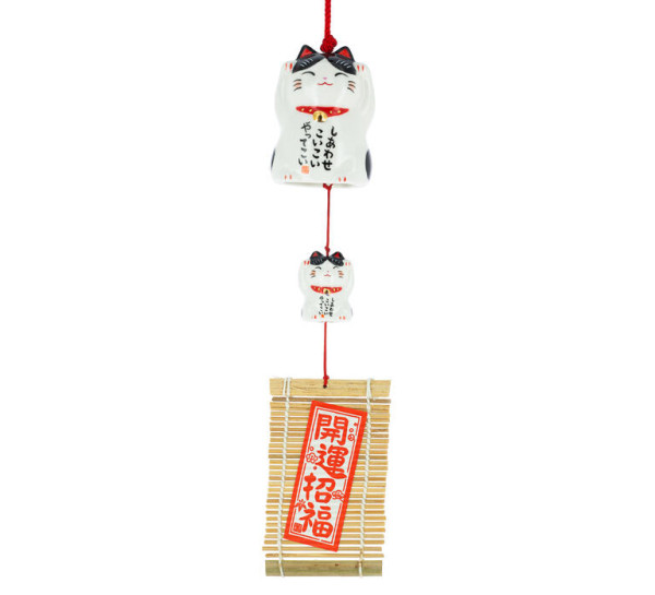 Furin-Keramikglocke "Maneki Neko Kuroshiro"