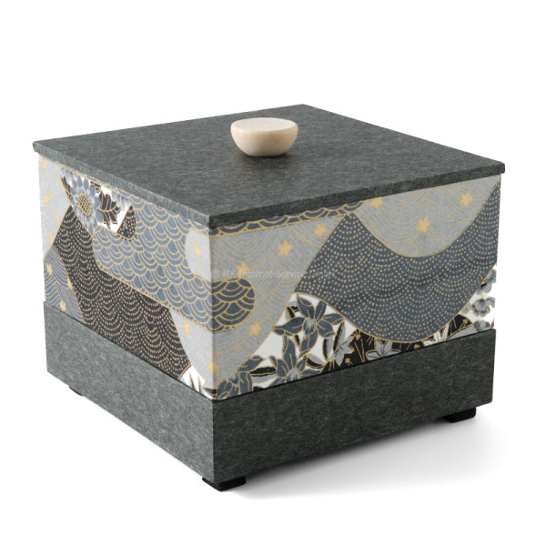 Chiyogami-Box "Hügel im Nebel" (3-teilig) - Aufbewahrungsbox, Schmuckbox, Geschenkbox