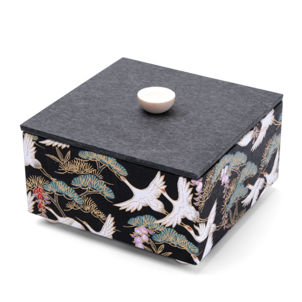 Chiyogami Box "Kraniche. japanische Kiefer und Blauregen" - Aufbewahrungsbox, Geschenkbox