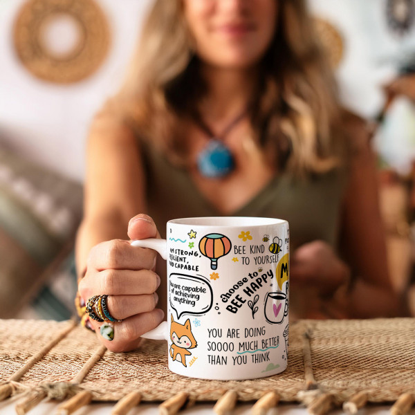 Motivations-Tasse mit positiven Affirmationen