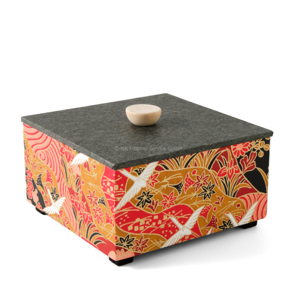 Chiyogami-Box "Kraniche über Landschaft" (2-teilig)