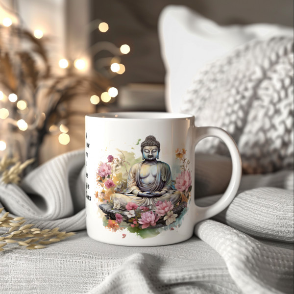 Motiv-Tasse Buddha mit Buddha-Zitat