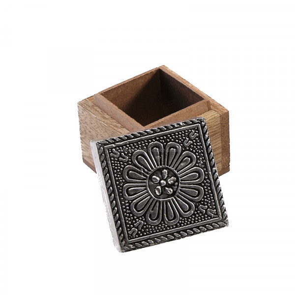 Holzbox aus Mangoholz mit Gold- oder Silberverzierung