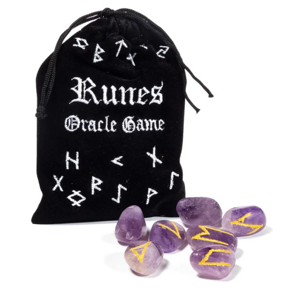 Runenorakel-Set Amethyst im Samtbeutel